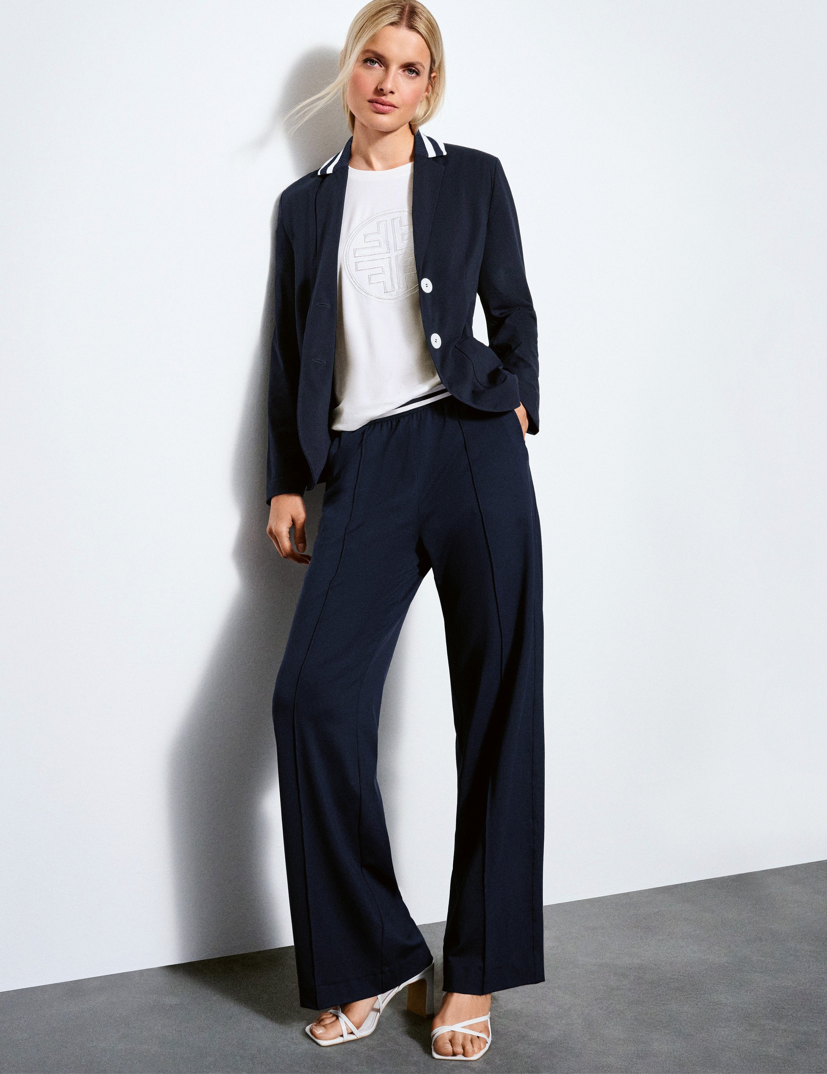 Faber Jerseyblazer Jerseyblazer mit Strickkragen mit Strickkragen