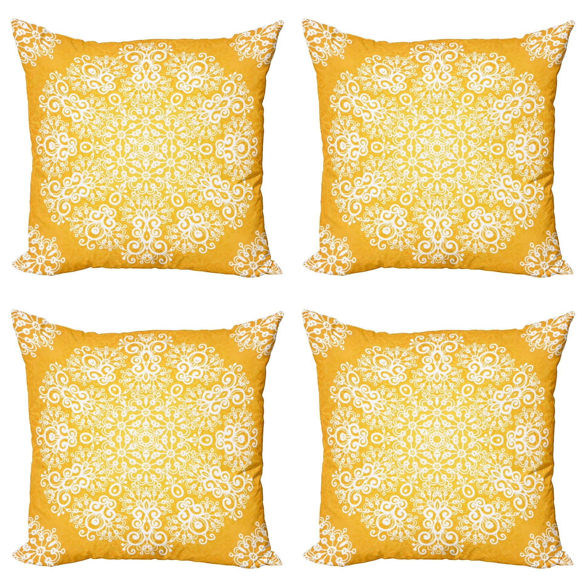 Kissenbezüge Modern Accent Schneeflocken floral Doppelseitiger Abakuhaus (4 Stück), Digitaldruck, Floral