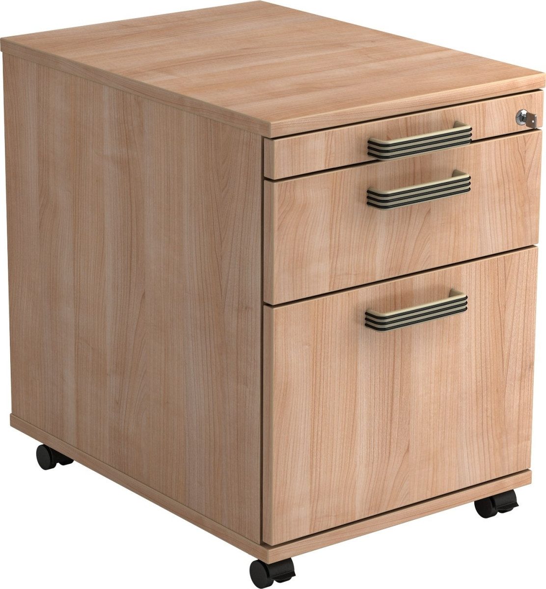 HAMMERBACHER Container Rollcontainer 58cm 1 Schub 1 Hängeregistratur Schloss Streifengriff Nu