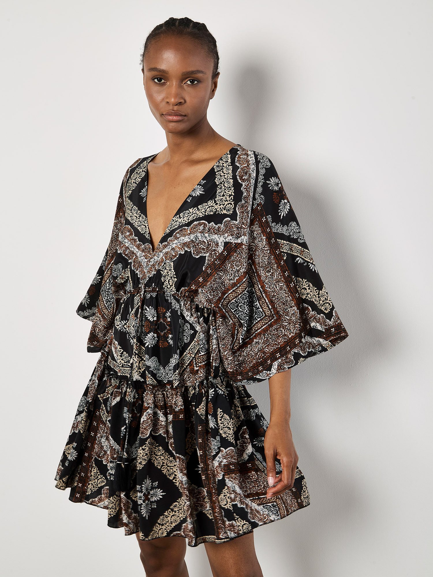 Apricot Minikleid Kaftan-Minikleid aus Satin, mit günstig online kaufen
