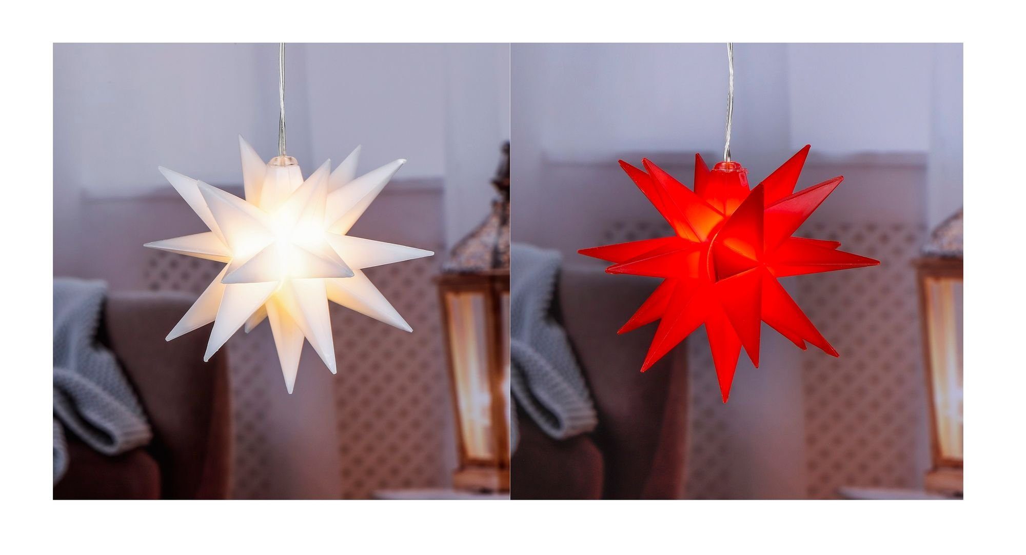 LED Stern 2x LED Weihnachtsstern innen außen Stern Fröbelstern Weihnachtssterne