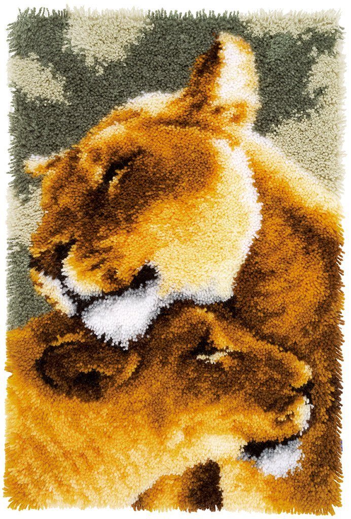 Vervaco Kreativset Vervaco PN-0150913 Knüpfteppichpackung Löwen Freundschaft, (Set, Vervaco embroidery Kit), Made in Europe
