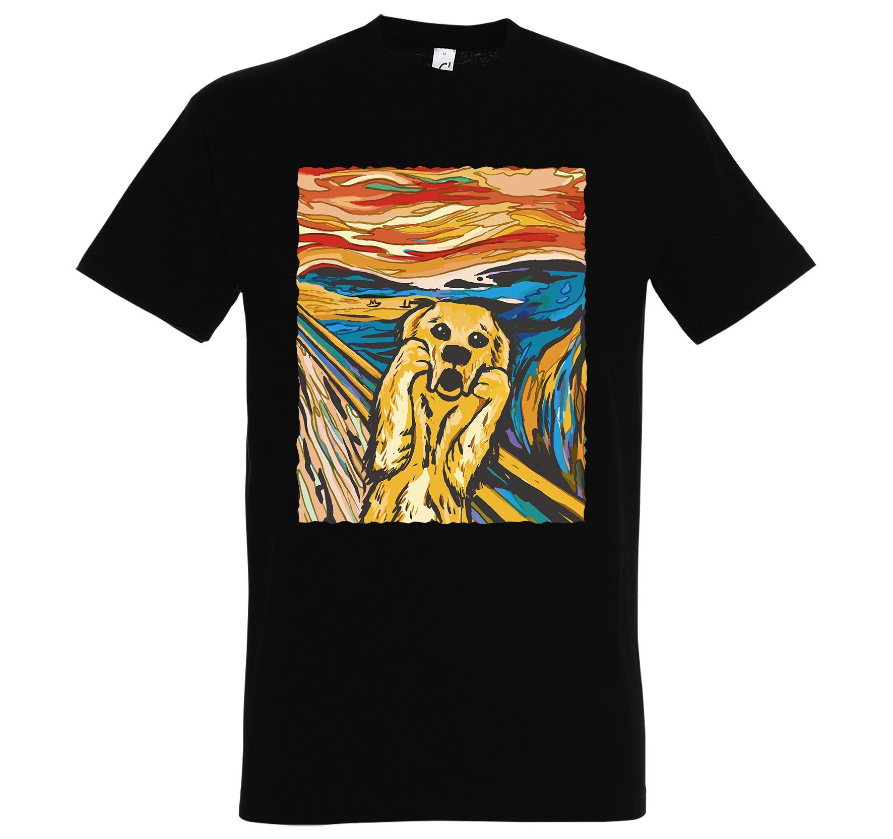 Youth Designz T-Shirt Dog Hund Schrei Gemälde Herren Shirt mit trendigem Frontprint Schwarz