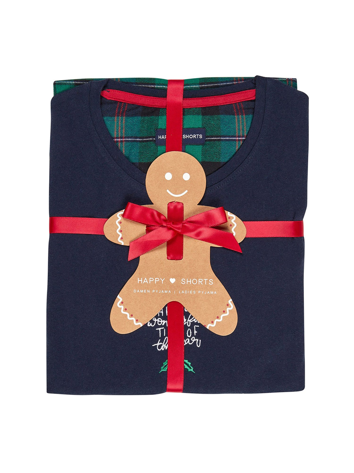 HAPPY SHORTS Pyjama XMAS (2 tlg) Navy Checks Schlafanzug Weihnachten Lounge günstig online kaufen
