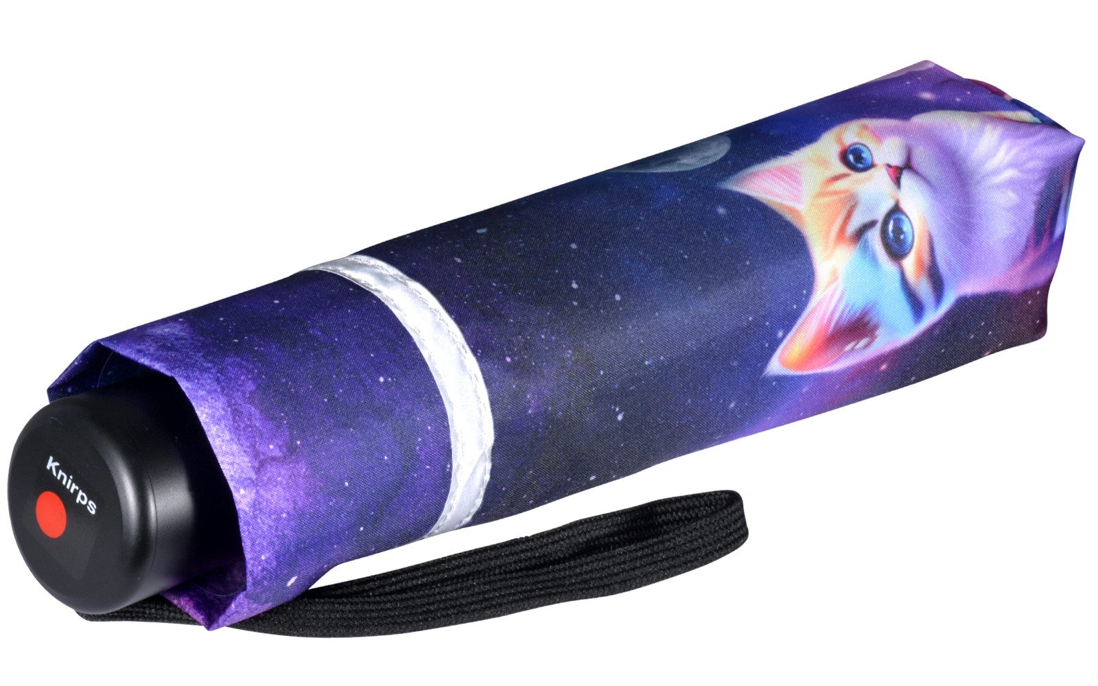 Knirps® Taschenregenschirm Kinderschirm 4Kids reflective mit Katzen, für Sicherheit auf dem Schulweg