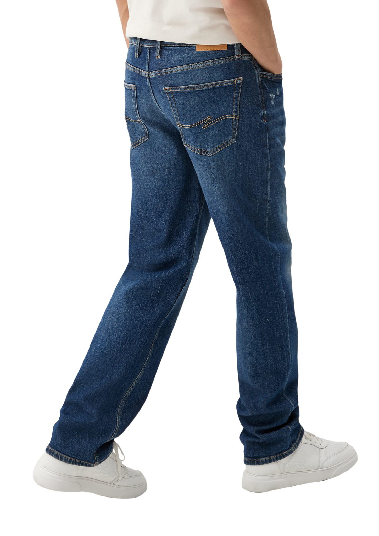 mit Stoffhose Loose: Jeans QS Waschung Used-Waschung