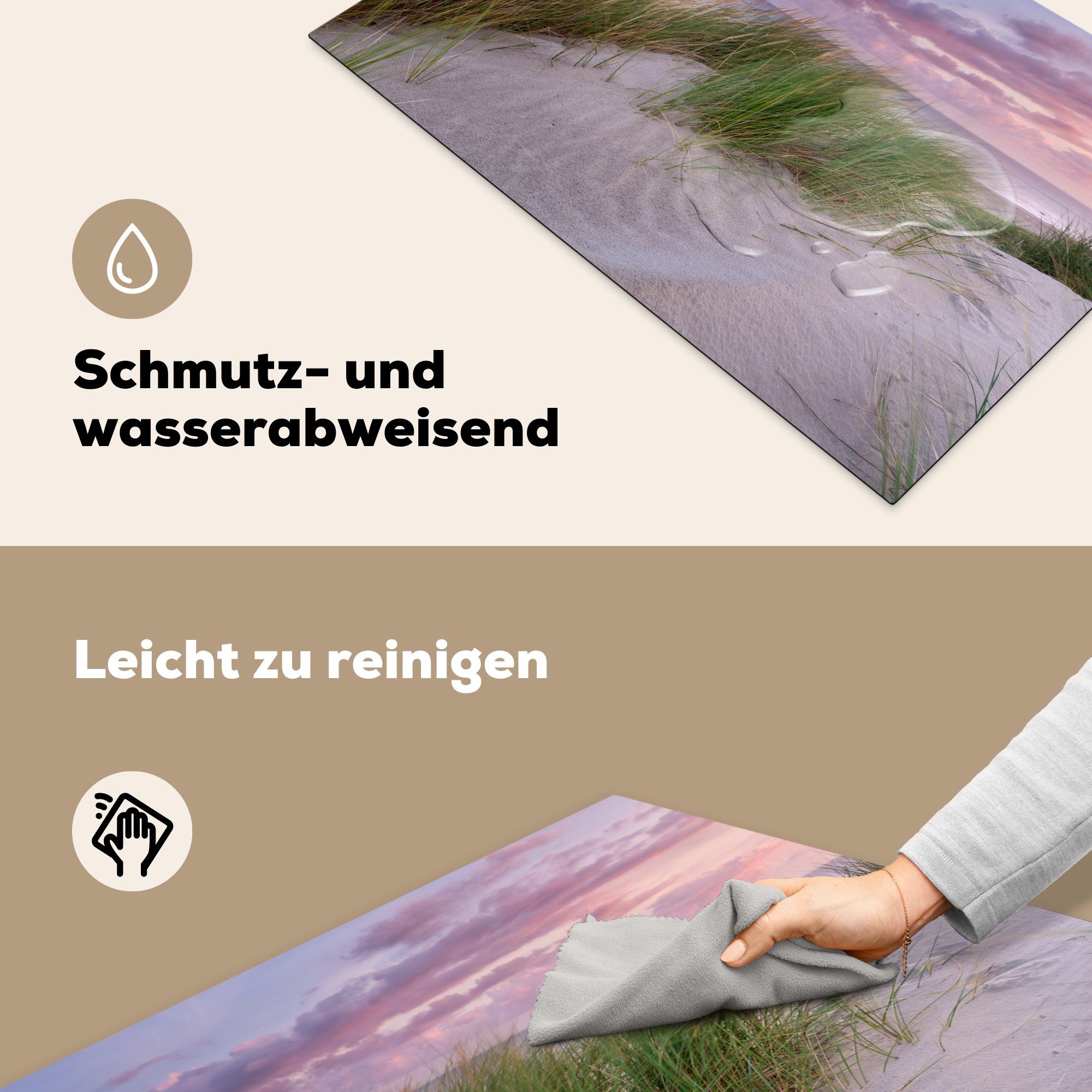 MuchoWow Herdblende-/Abdeckplatte Strand - Düne küche, tlg), 81x52 (1 für - Induktionskochfeld cm, Vinyl, Schutz die Himmel, Ceranfeldabdeckung