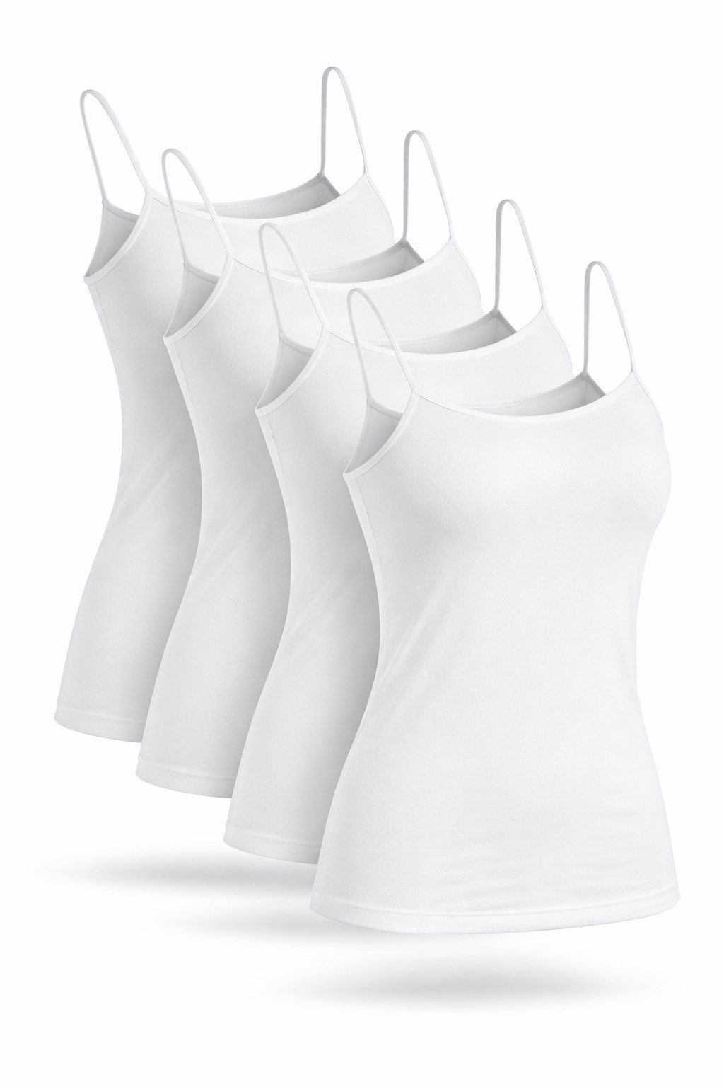 Tanktop 4er Pack Damen Spaghettiträger Unterhemd Baumwolle Basic Top Stretch