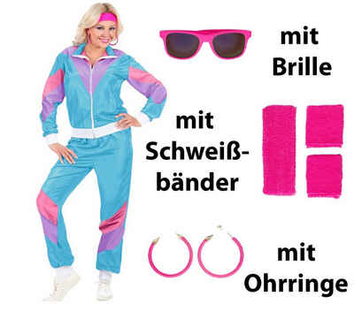 Scherzwelt Kostüm »Kostüm Set 80er Jahre Dame Gr. S - XXL - + Bänder, Brille Ohrringe«
