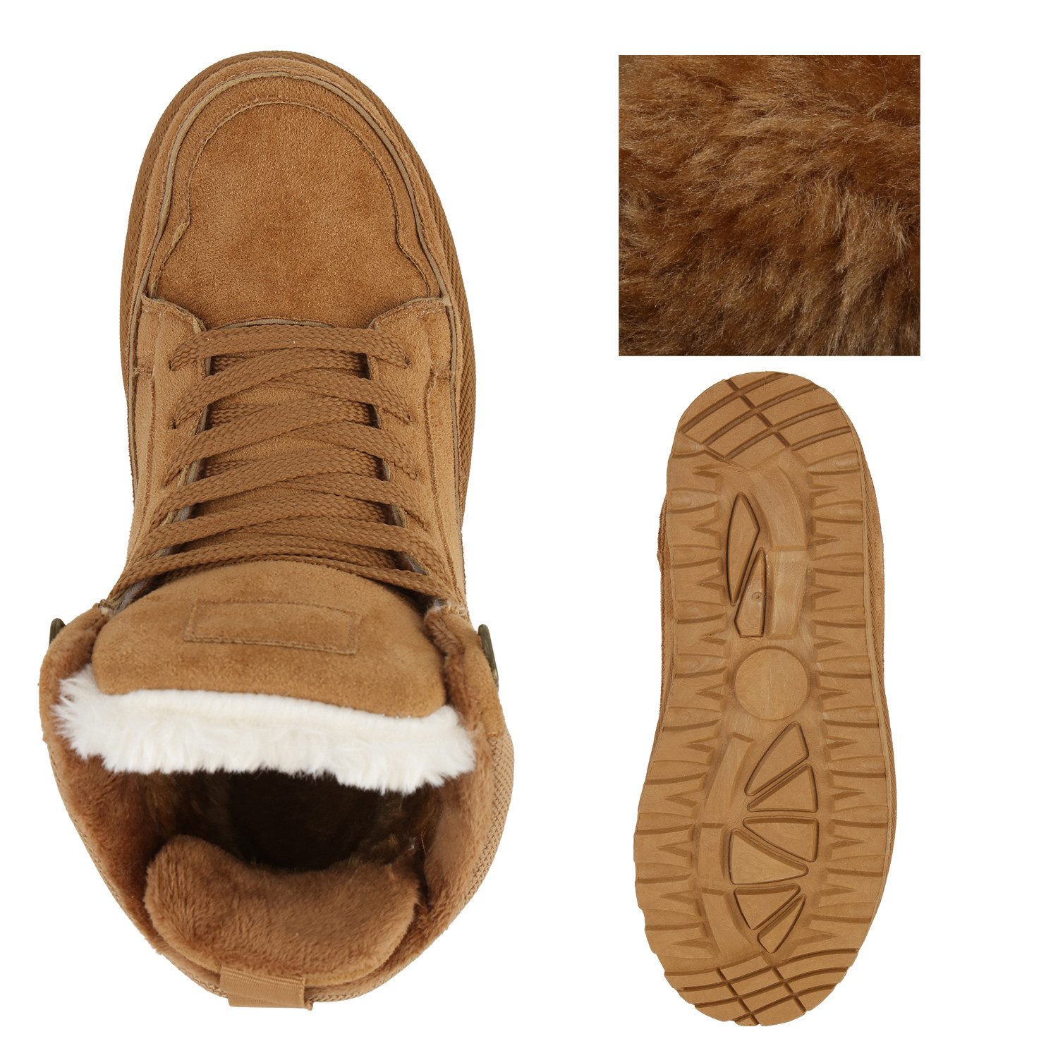 VAN HILL 841867 Sneaker Damen Warm Gefütterte Sneaker High Bequeme Profil-Sohle