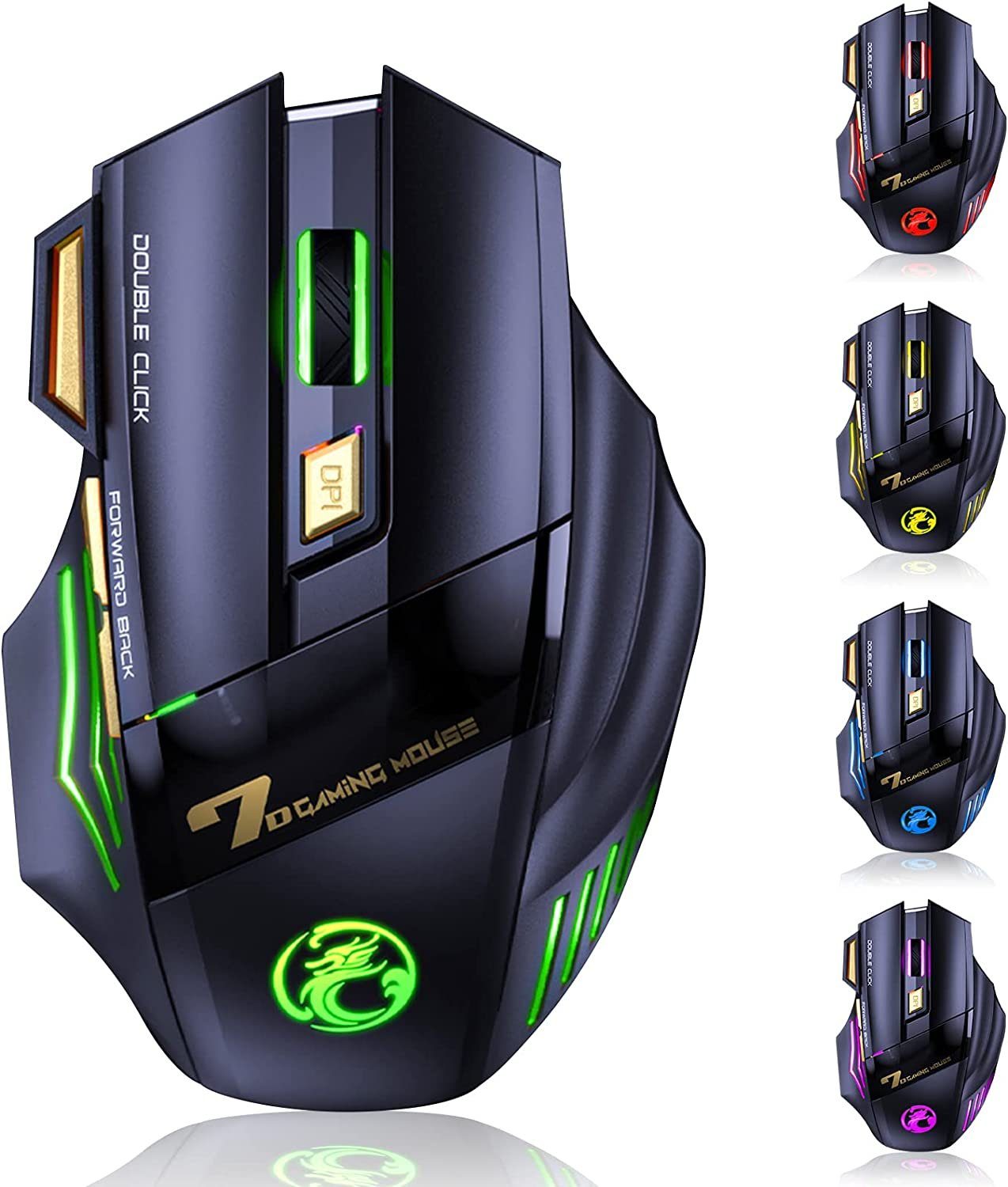 Welikera Gaming Maus,mit 2.4G USB-Empfänger,3 einstellbare DPI,7 Tasten Mäuse