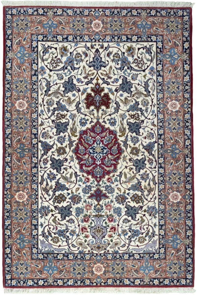 Orientteppich Isfahan Seidenkette 114x168 Handgeknüpfter Orientteppich, Nain Trading, rechteckig, Höhe: 6 mm