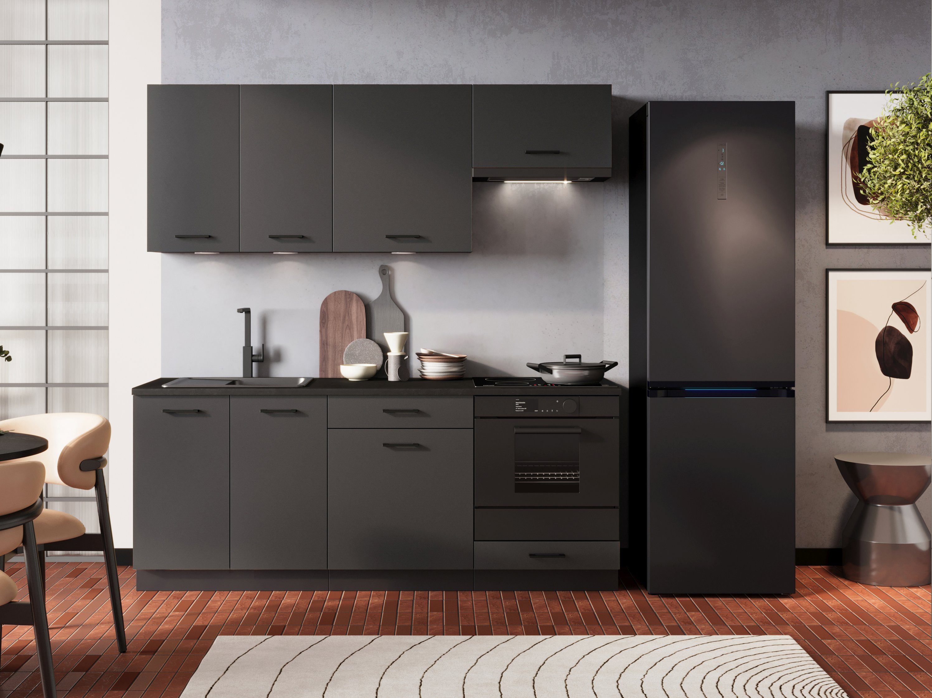 Möbel für Dich Küchenzeile Moderne Einbauküche ANIKA 200 cm, 6-teilig