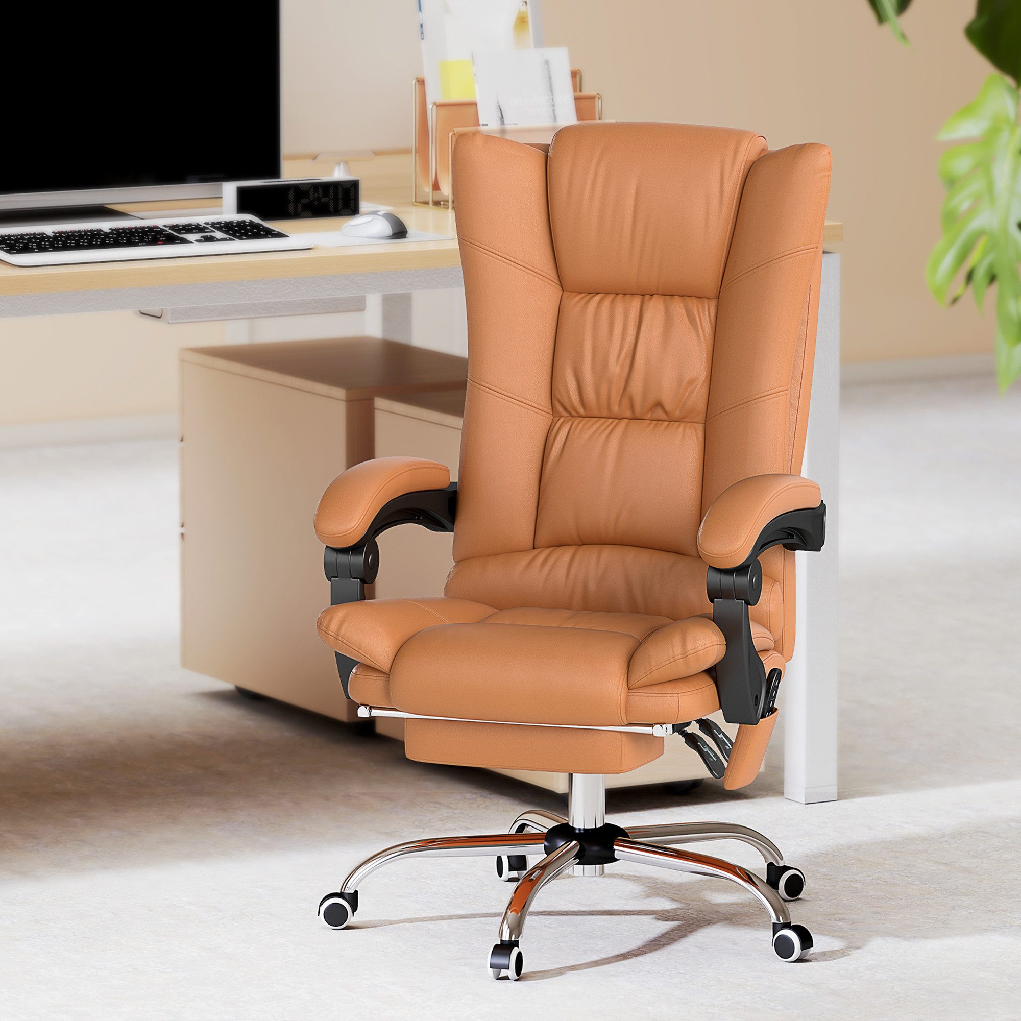 Vinsetto Schreibtischstuhl Bürostuhl mit Vibrationsmassage, Ergonomischer Chefsessel (Bürostuhl mit Massagefunktion, 1 St), Höhenverstellbar Schreibtischstuhl mit Lendenwirbelstütze, drehbar