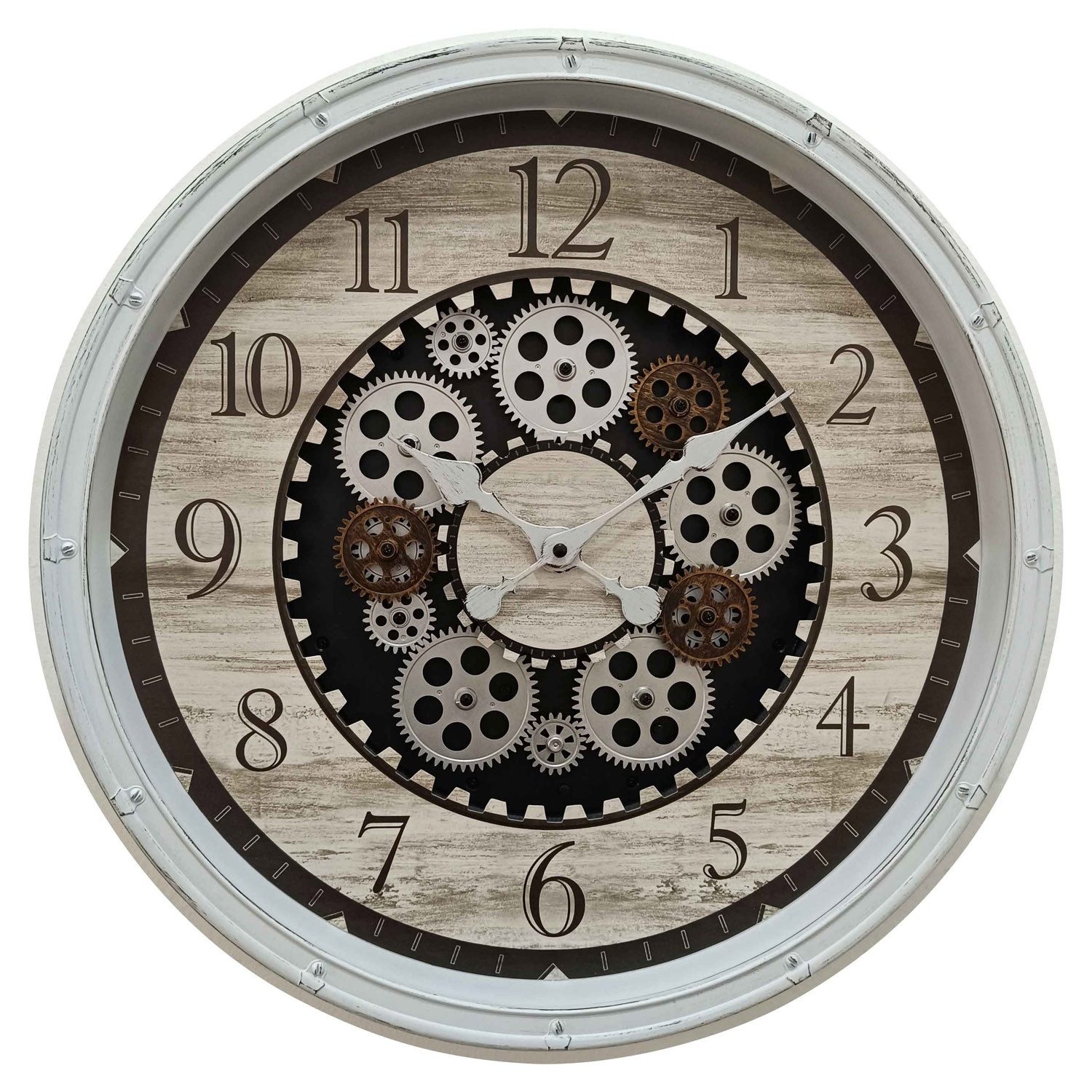 GLOBO LIGHTING Wanduhr BELIA, Weiß, Schwarz, Braun, Ø 51 cm, Kunststoff