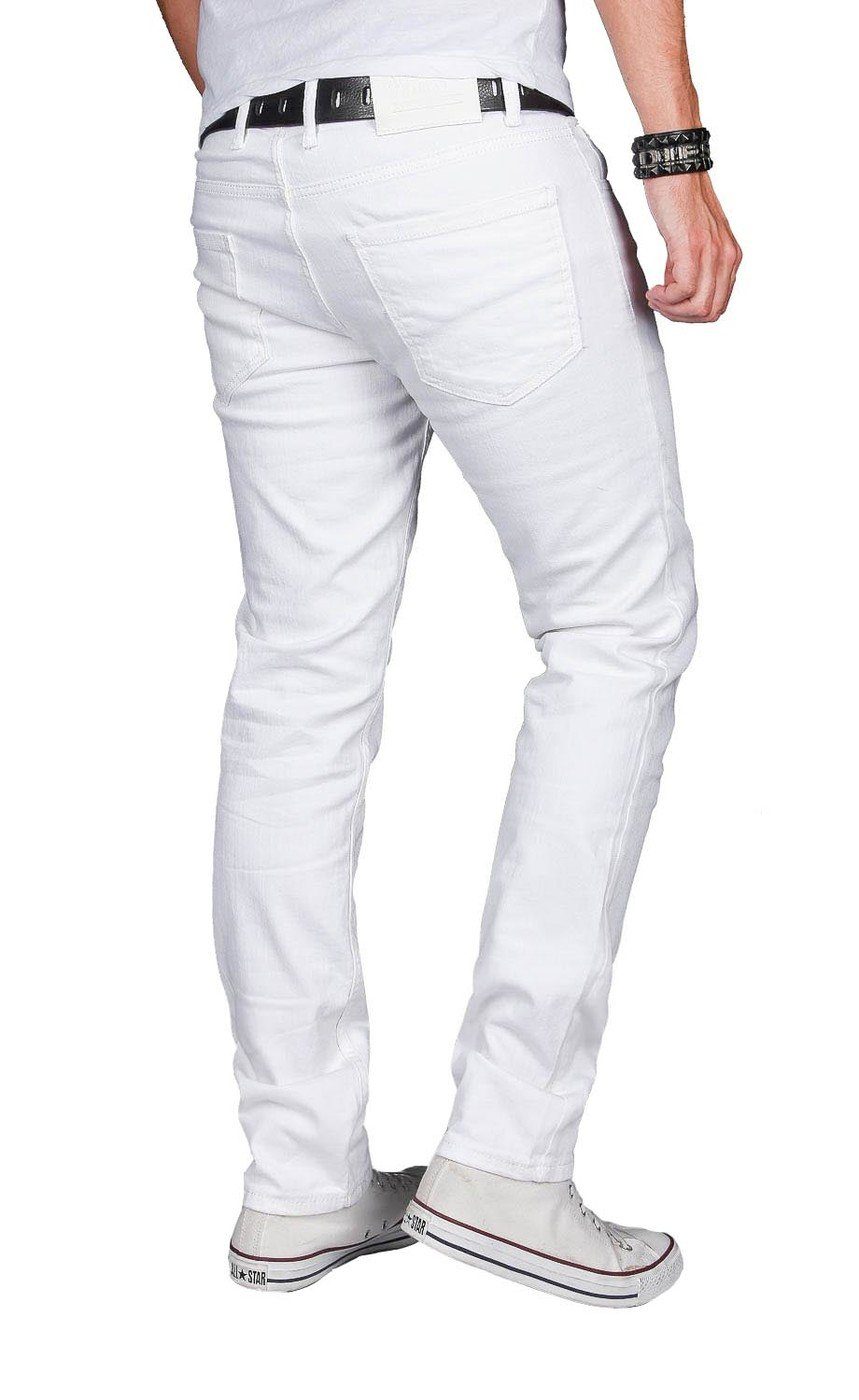 Alessandro Salvarini Straight-Jeans A. Salvarini Designer Herren Jeans Hose Basic Stretch Jeanshose Slim Fit Jeans mit 2% Elasthan