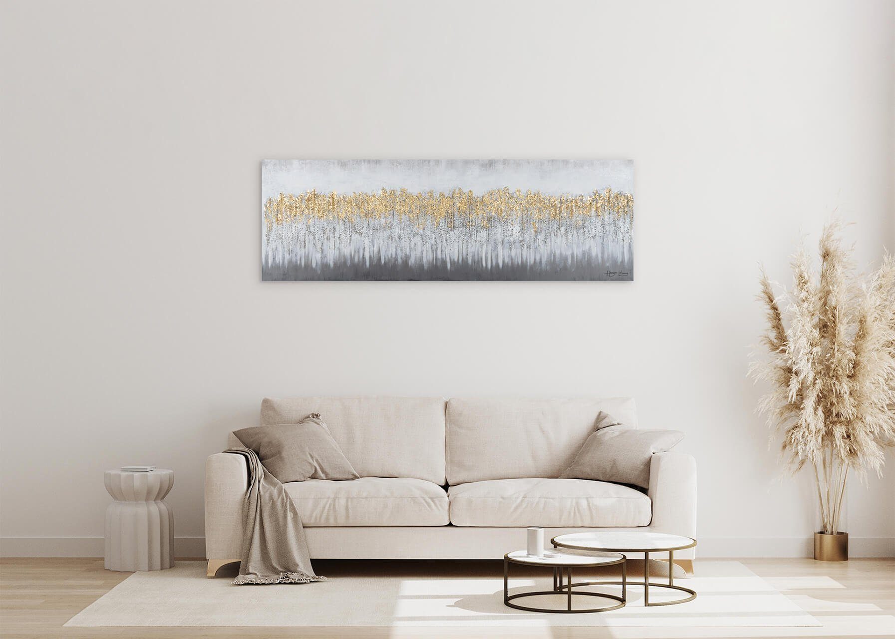 Horizon HANDGEMALT Wohnzimmer Gemälde 100% Fading cm, KUNSTLOFT Leinwandbild 150x50 Wandbild