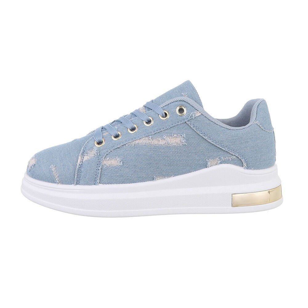 Ital-Design Damen Low-Top Freizeit Sneaker Flach Sneakers Low in Hellblau