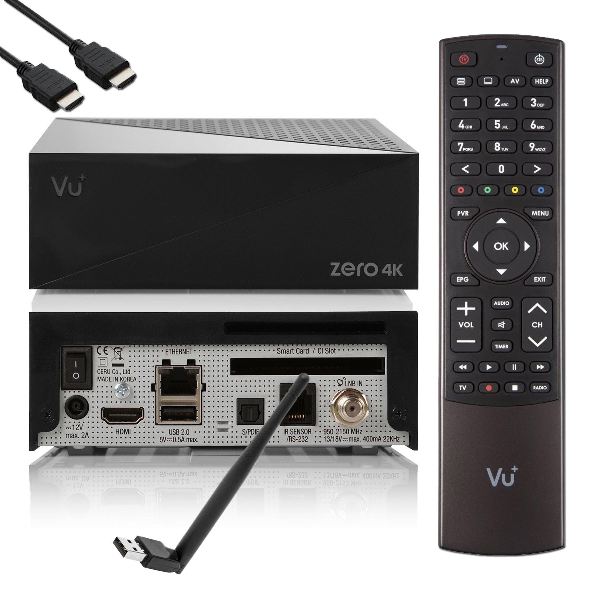 VU+ Zero 4K 1x DVB-S2X Multistream Linux Receiver + 150 Mbits Wifi Stick SAT-Receiver