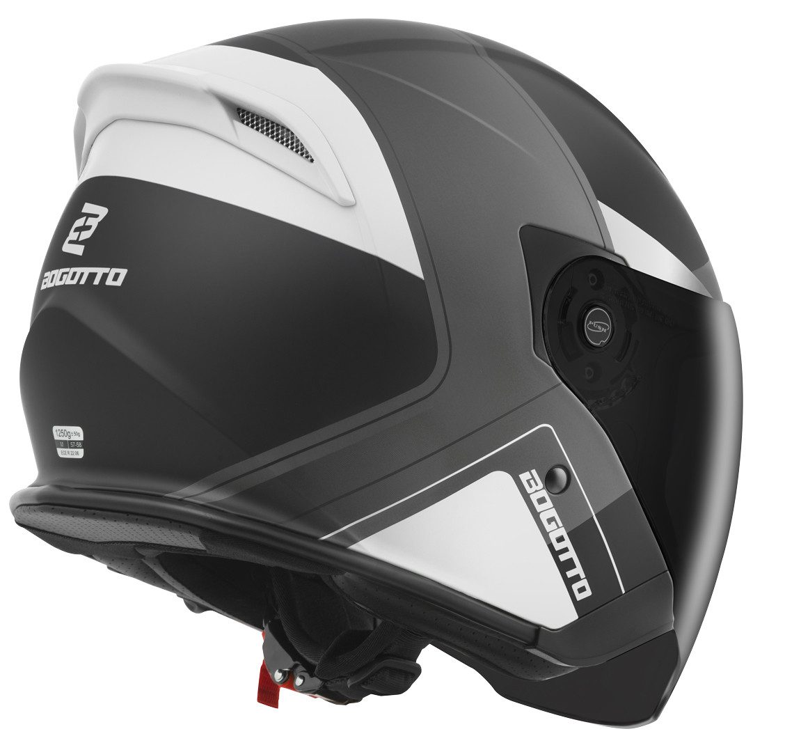Bogotto Motorradhelm H586 City-B Jethelm, Herausnehmbares Innenfutter,integriertes Sonnenvisier – Bild 5 von 5
