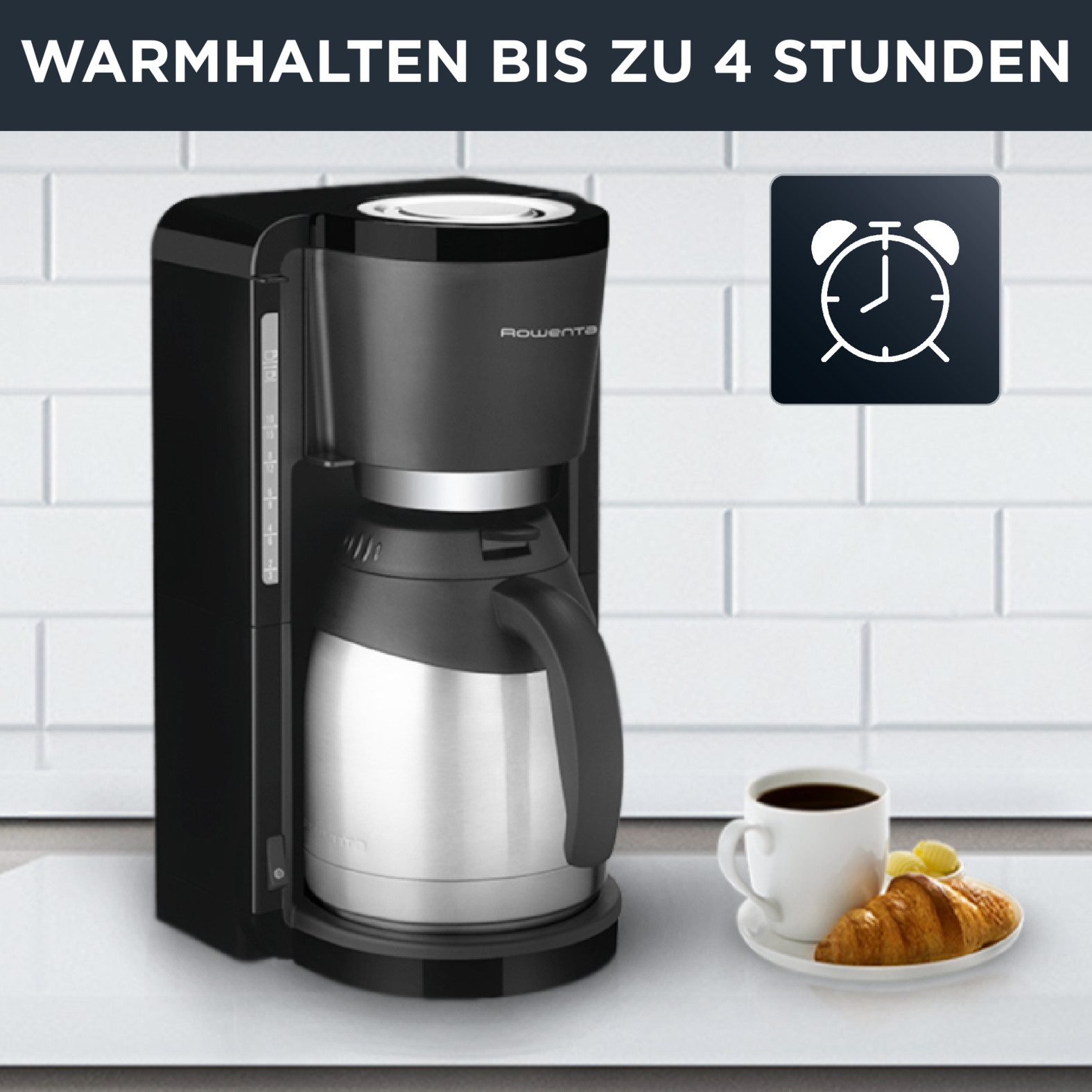 Rowenta Filterkaffeemaschine CT3818 Adagio Milano, 1,25l Kaffeekanne, 1x4, Edelstahl- Thermokanne, 10-15 Tassen, 1,25 L, Automatische Abschaltung