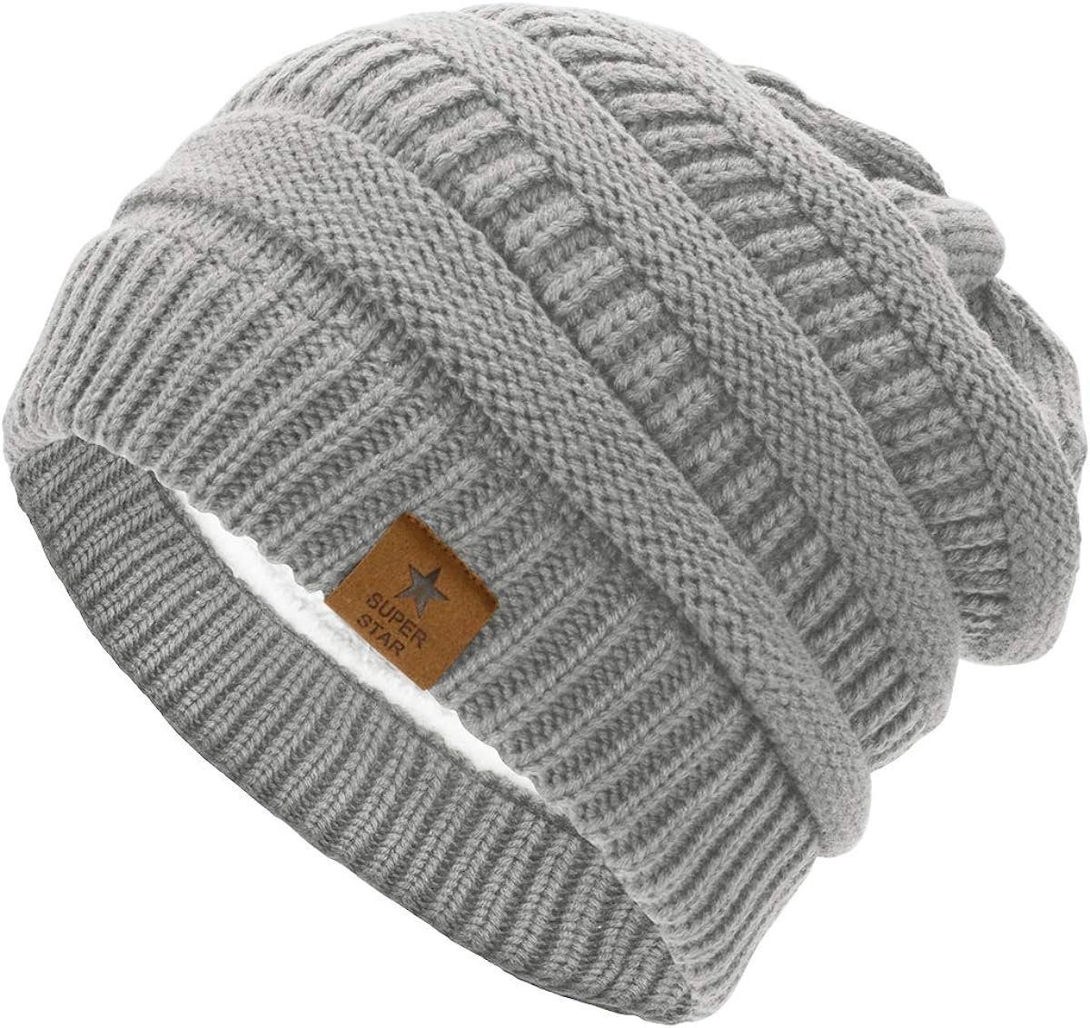 Blusmart Fleecemütze Winterstrickmütze (Grobstrick, gefüttert, Thermomütze) günstig online kaufen