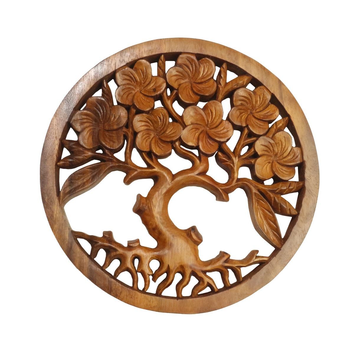 Oriental Galerie Holzbild Mandala Lebensbaum Wandbild Braun Holz 20 cm, Lebensbaum (1 St), Dekoration zum aufhängen, Schnitzerei, Tree of life