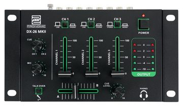Pronomic DJ Controller DX-26 MKII DJ-Mixer - 3-Kanal Mischer mit Cue-Funktion, (Talkover-Funktion), 2x Line/Phono-Kanal - Mikrofon- Kopfhöreranschluss