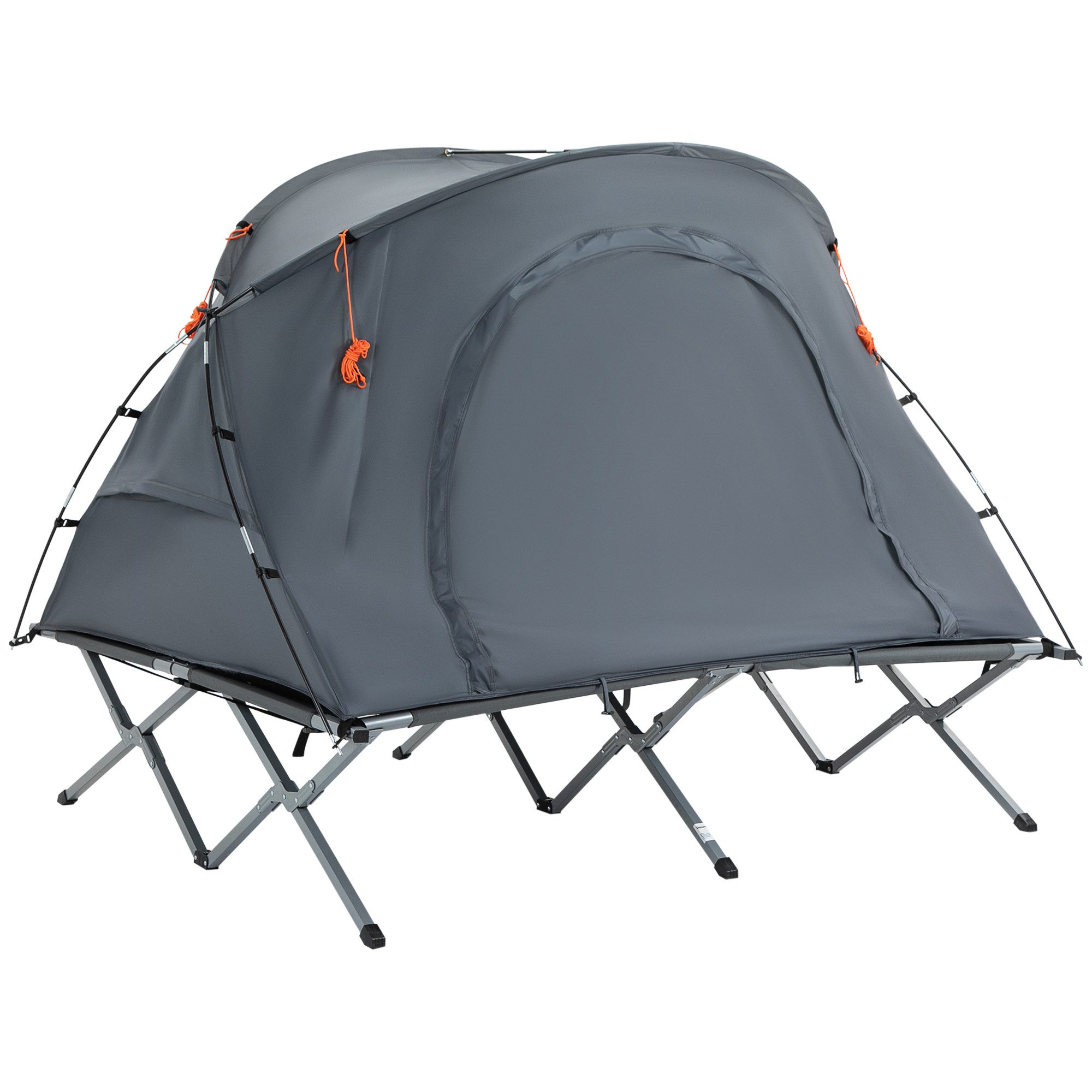Kuppelzelt Campingbett 2 Personen Luftmatratze Grau 200x146x159cm