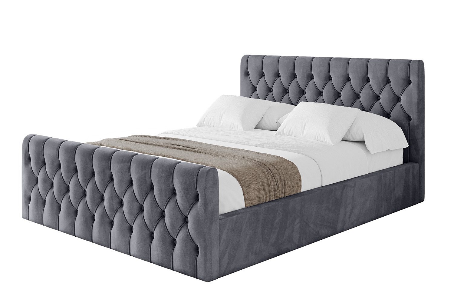ALTDECOR Polsterbett RENO-Z (Polsterbett mit Bettkasten und Lattenrost, Boxbett mit Matratze), Doppelbett mit Stauraum, Bett mit Kopfteil