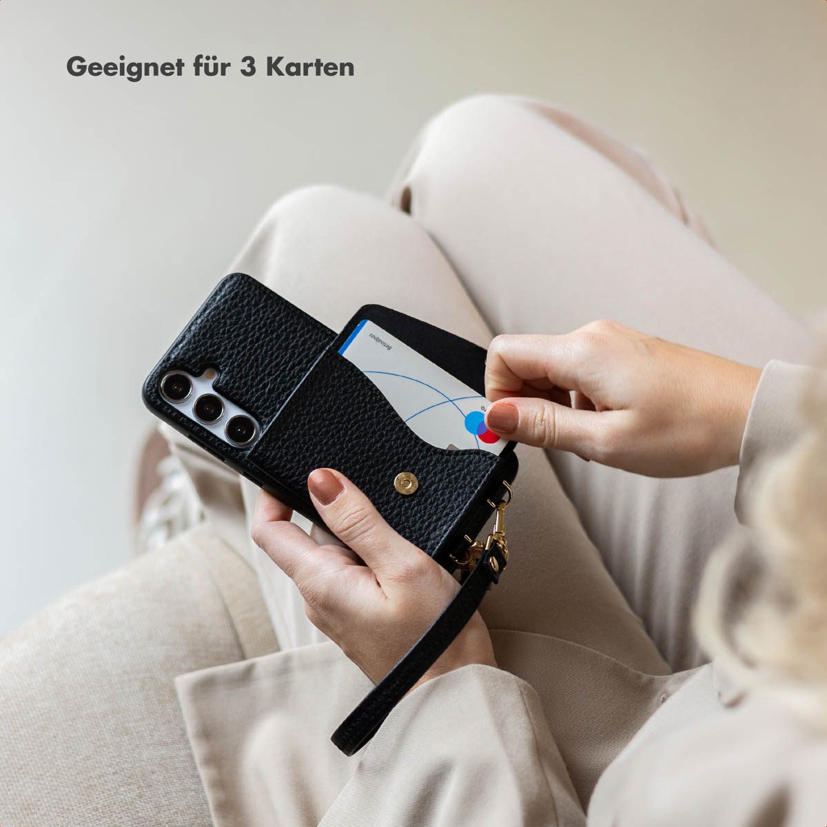 Selencia Case zum Umhängen Selencia Sera HandyHülle mit Kordel und Umschlag-Kartenhalter Apple iP