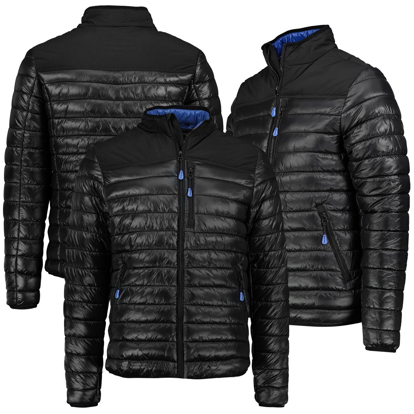 Stehkragen Herren Schwarz Steppjacke SUBLEVEL Winter Steppjacke Herbst Jacke Kapuzenjacke Gesteppt