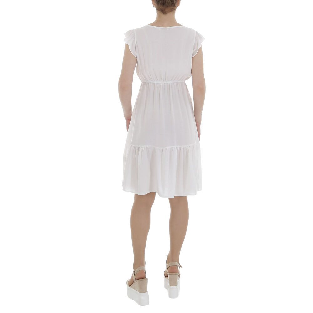 Ital-Design Sommerkleid Damen Freizeit (85941294) Rüschen Sommerkleid in Weiß