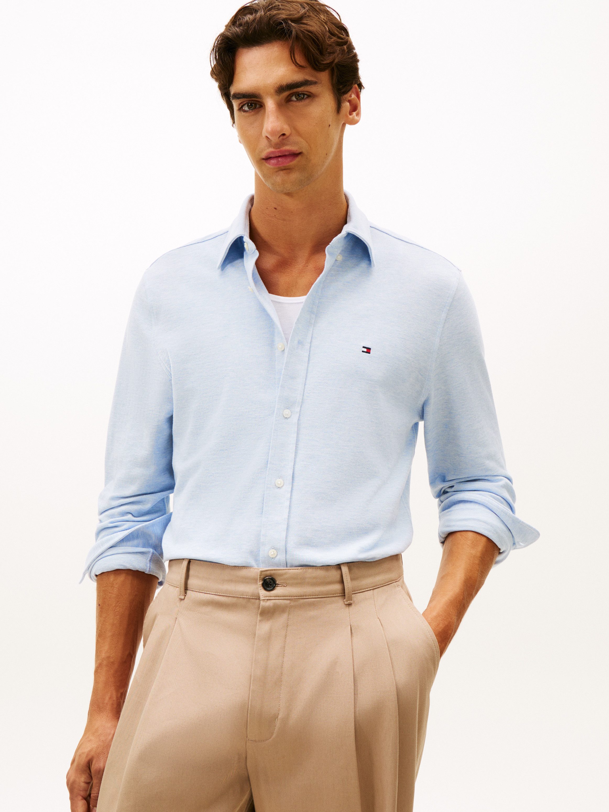 Tommy Hilfiger Langarmhemd KNIT PIQUE FEATHERWEIGHT