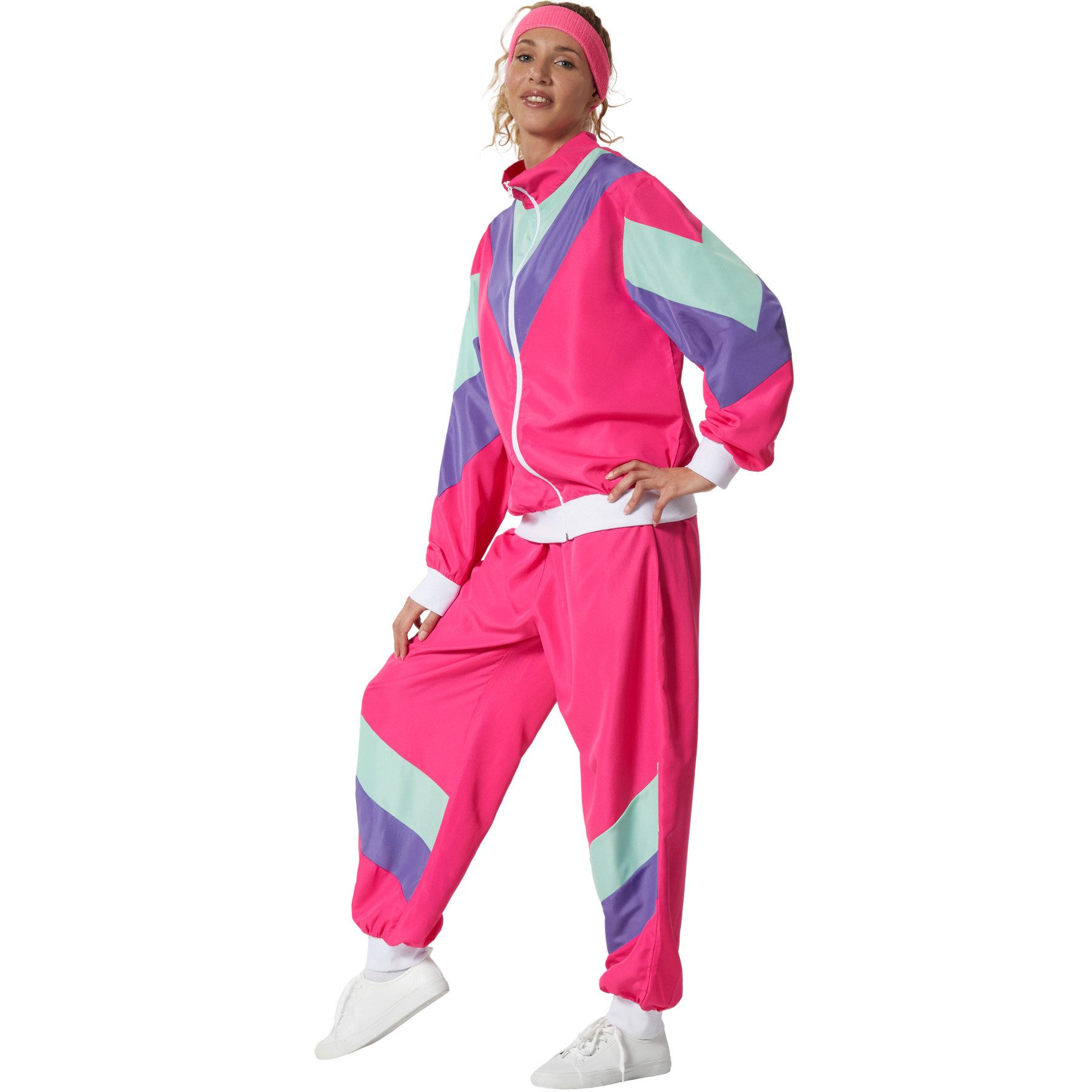 dressforfun Kostüm Damenkostüm, Bunte Jacke und Hose im klassischen Stil der 80er und 90er.