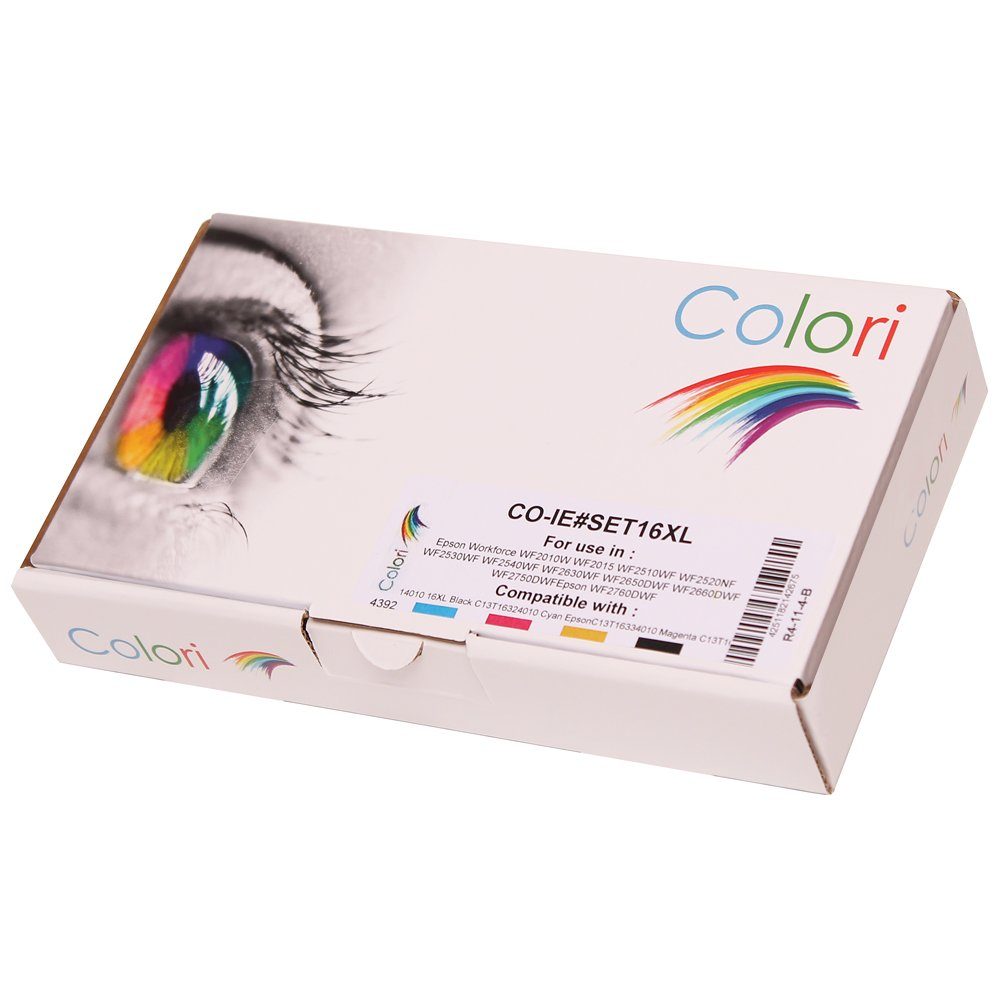 Colori Tintenpatrone (Kompatibles Set 4x Druckerpatrone für Epson 16XL WF2010W WF2510WF)
