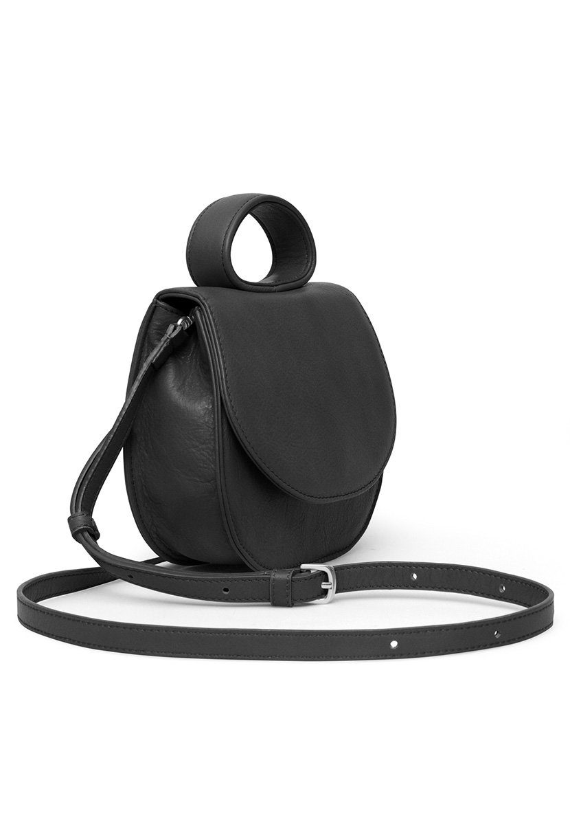 Bag, schwarz Mini aus Loop Ebony Kalbsleder Schultertasche italienischem GRETCHEN