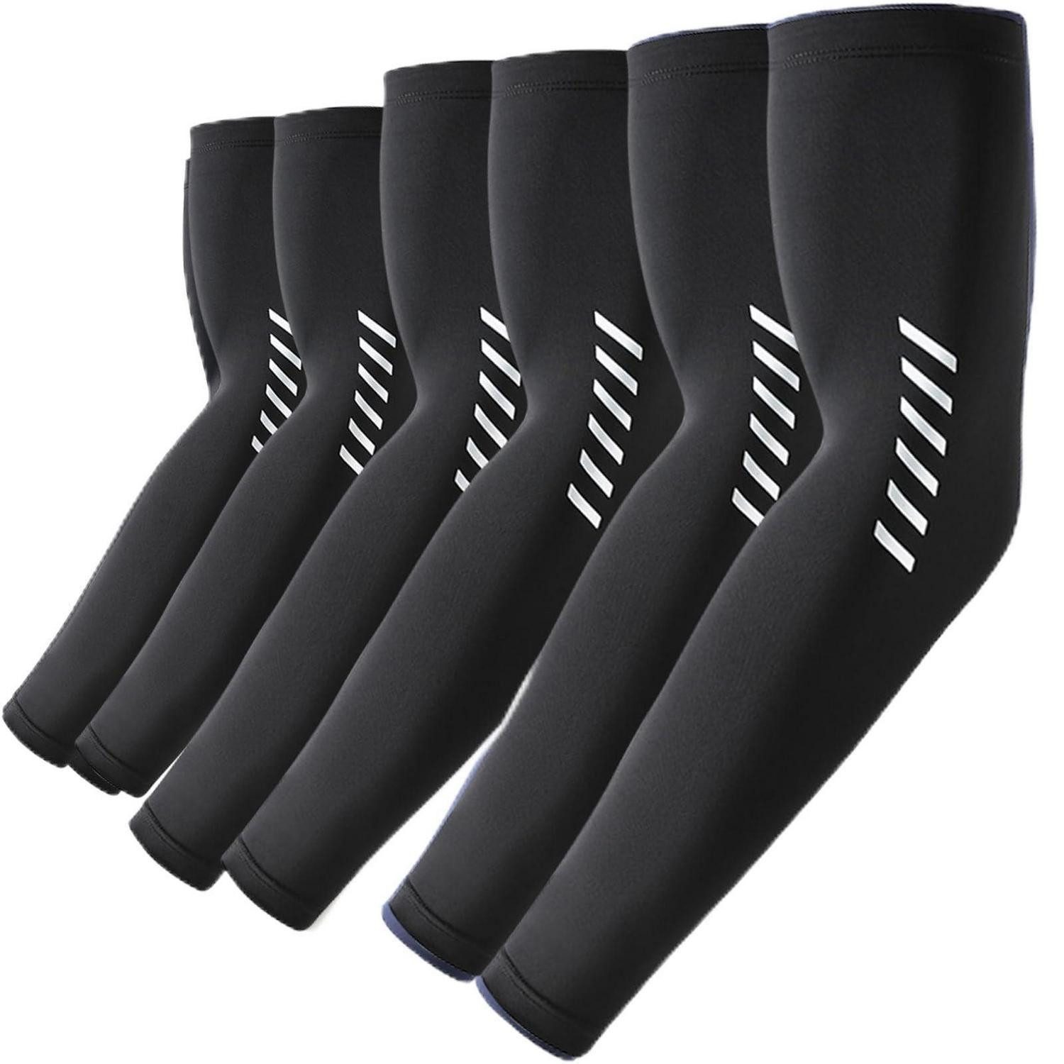 LuxusKollektion Armlinge UV-Schutz Arm Sleeve 3 Paar Schwarz M