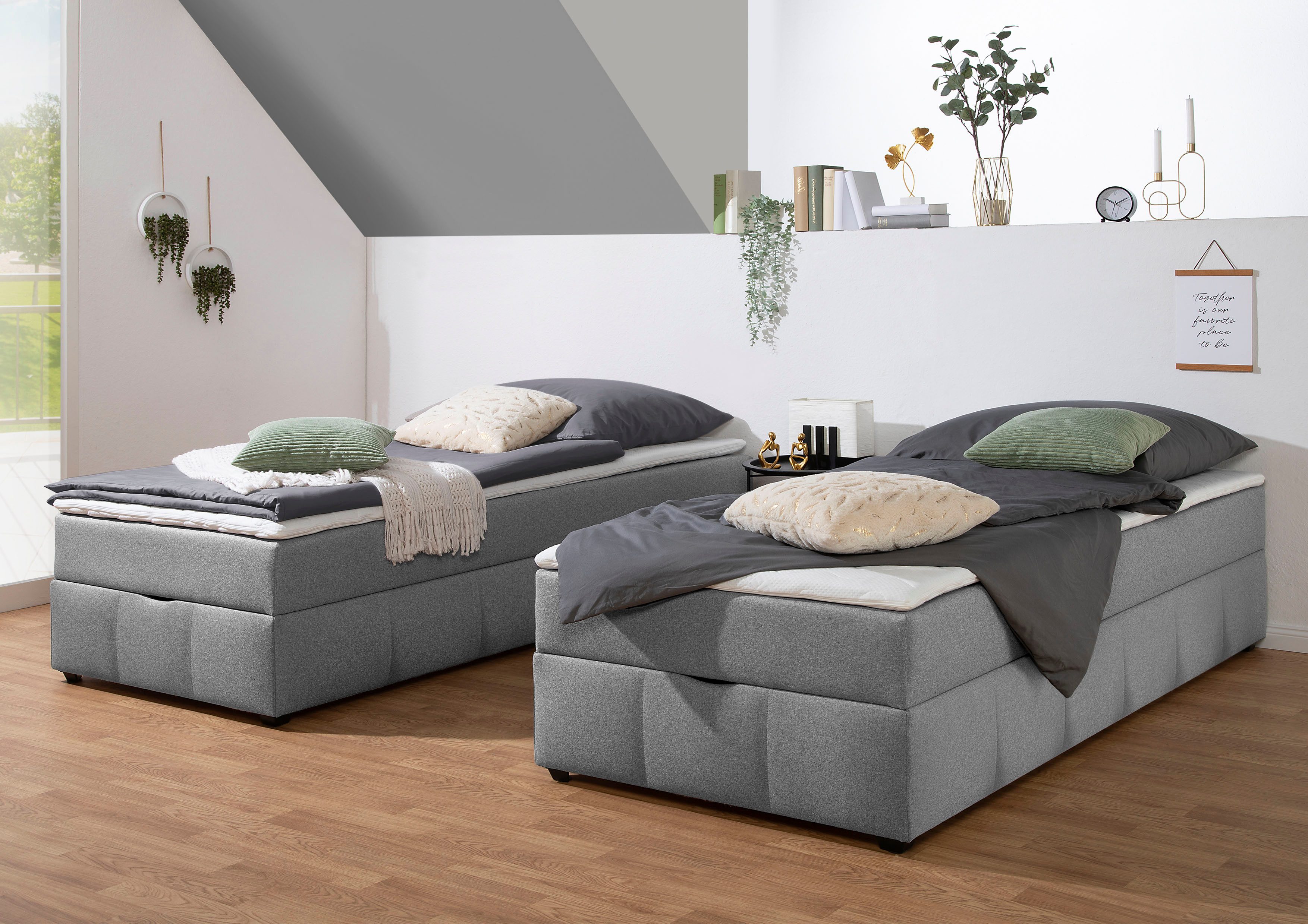 Home affaire Boxbett Niemes inkl. Bettkasten und Topper, auch in Überlänge erhältlich, Boxbett ohne Kopfteil, inkl. Topper