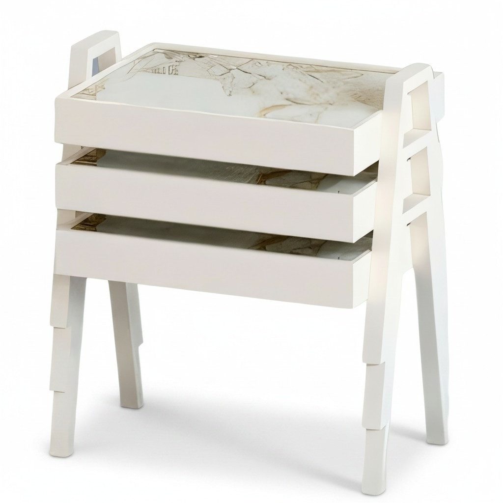 Xlmoebel Satztisch Weißes Couchtisch-Set aus Holz im modernen Design von XLMOEBEL (Set, 3-teiliges Couchtisch-Set), Made in Europa