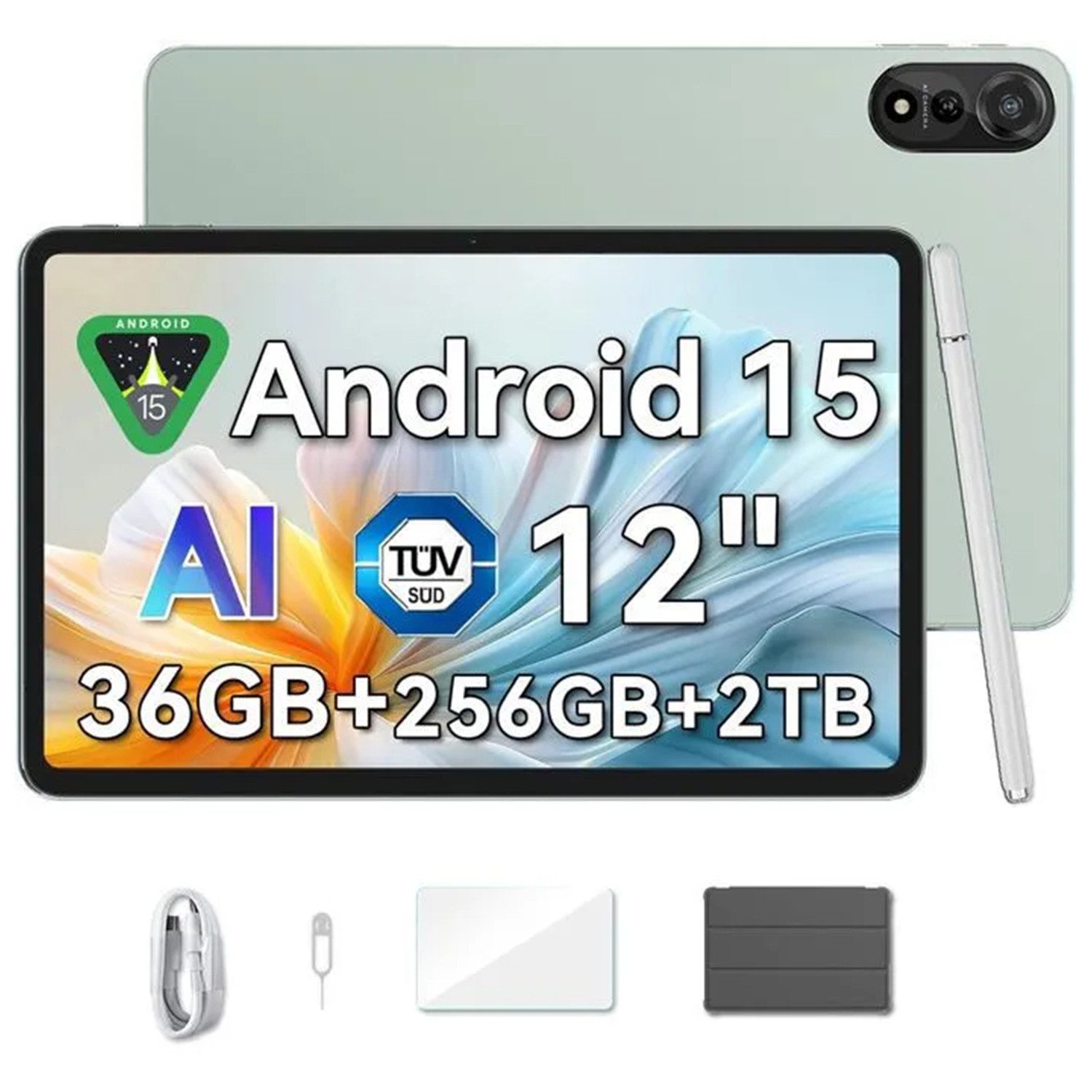 blackview Tablet MEGA2 12" Android 15 4G LTE, 128/256 GB,9000mAh,GPS,13-in-1 Set Tablet (12", 120Hz 2K Gaming Tablet,4G LTE+5G WiFi,WideVine L1,Dual Kamera,Face ID)