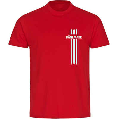 multifanshop T-Shirt Herren Dänemark - Streifen - Männer