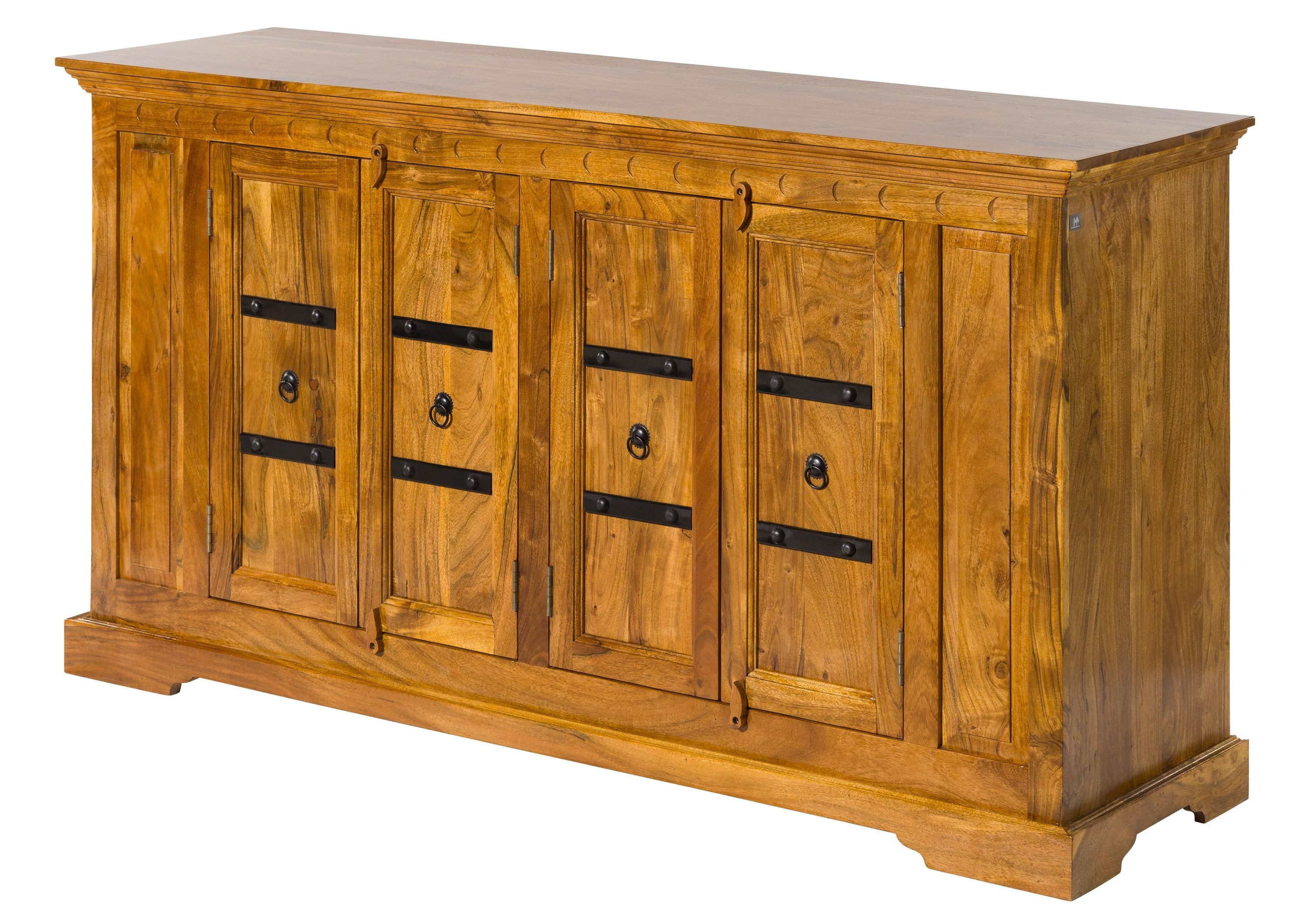 Massivmoebel24 Sideboard OXFORD Akazie Massivholz hellbraun (Massivholz montiert 78 kg OXFORD #0403), Akazie 171x50x90 cm (BxTxH) hellbraun lackiert