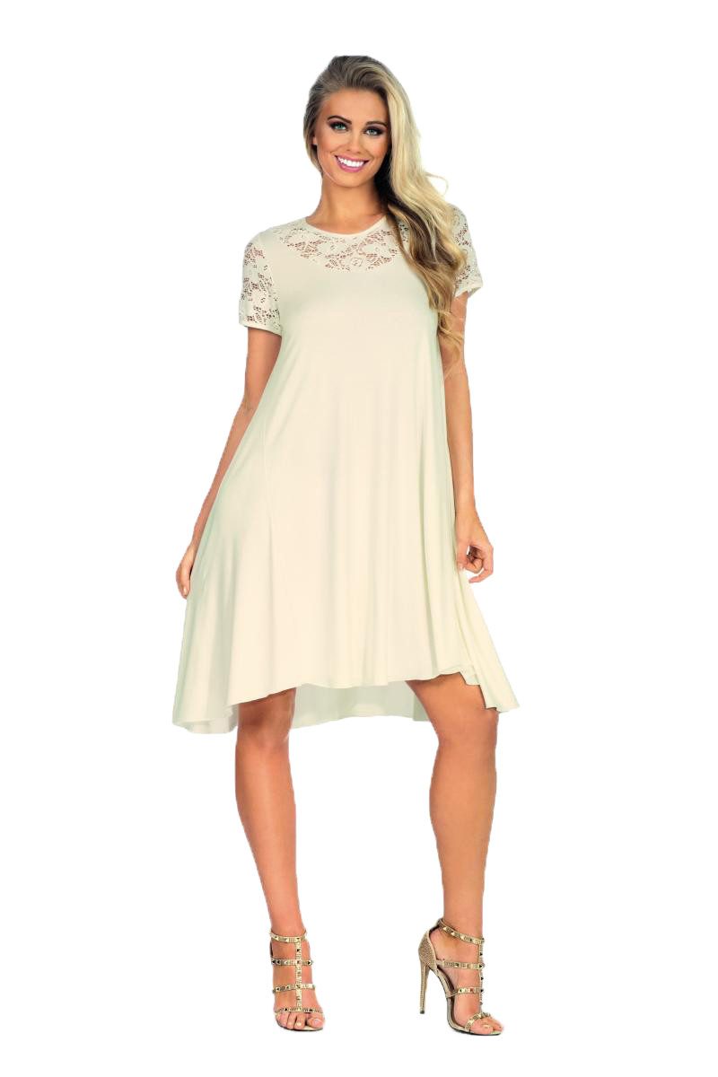 Hamana Negligé Beiges Frauen Plus Size Nachtkleid aus dehnbarem Material und Spitze w