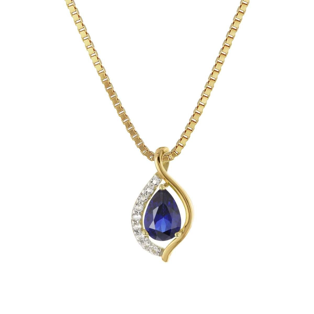 trendor Kette mit Anhänger 21192, Gold 333 mit synthetischem Saphir + vergoldete
