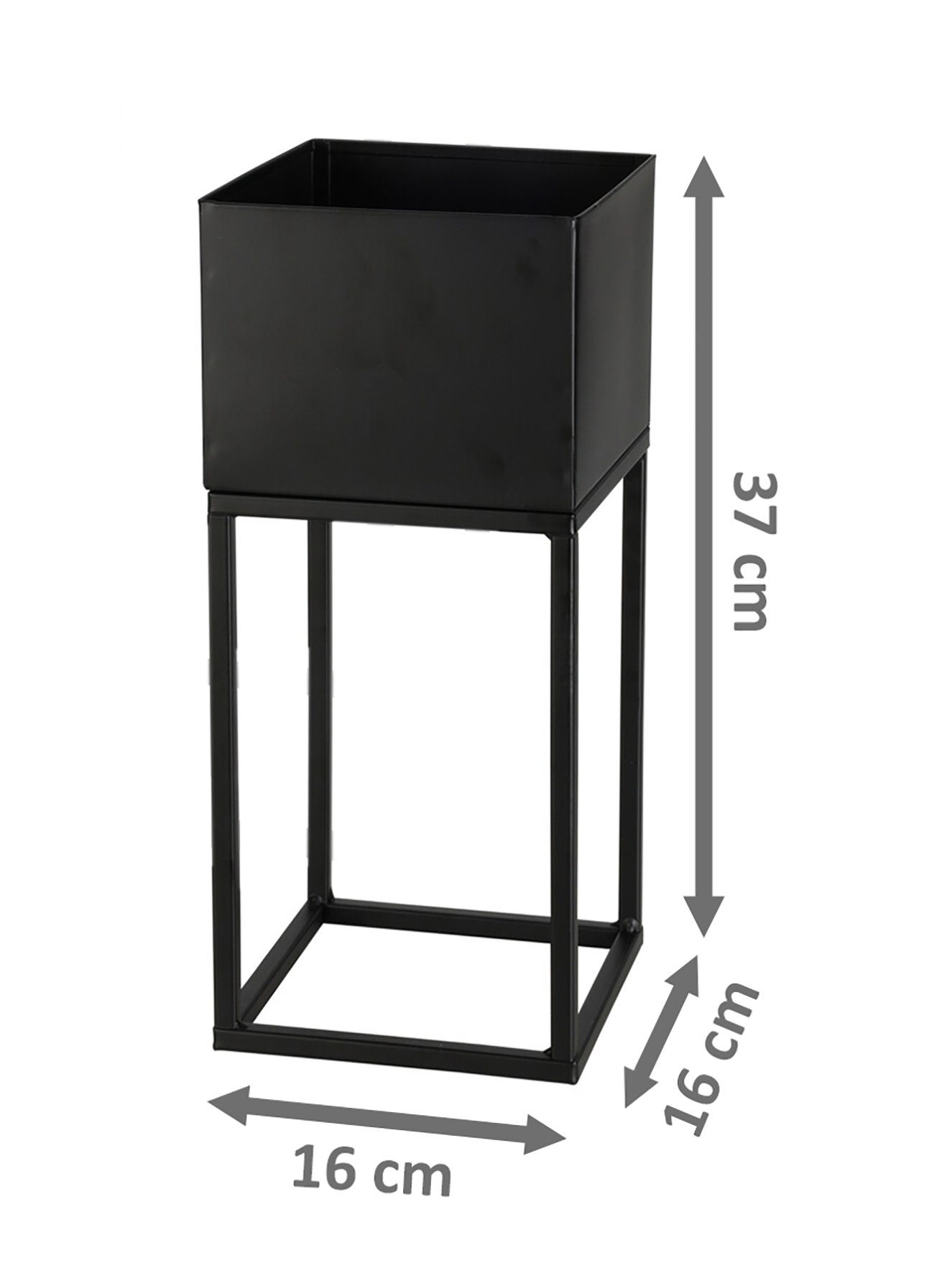 Spetebo Metal Flower Stand Garden Plant Pot Set of 2, Black, 58/37cm (Set of 2), Plant Stand with Integrated Pot