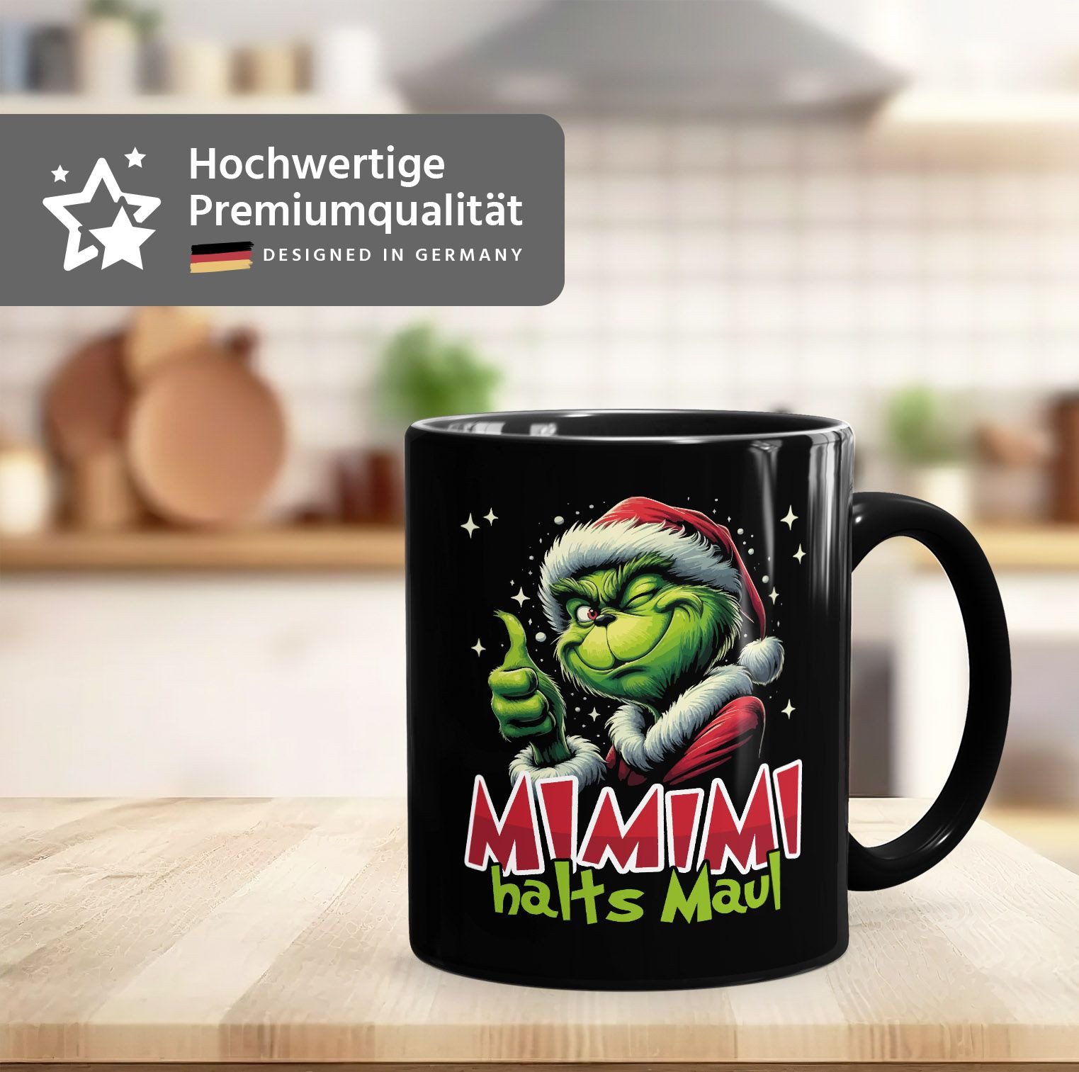 MoonWorks Tasse Tasse Weihnachten Weihnachtsnörgler MiMiMi Halts Maul XMAS Lustig, Keramik