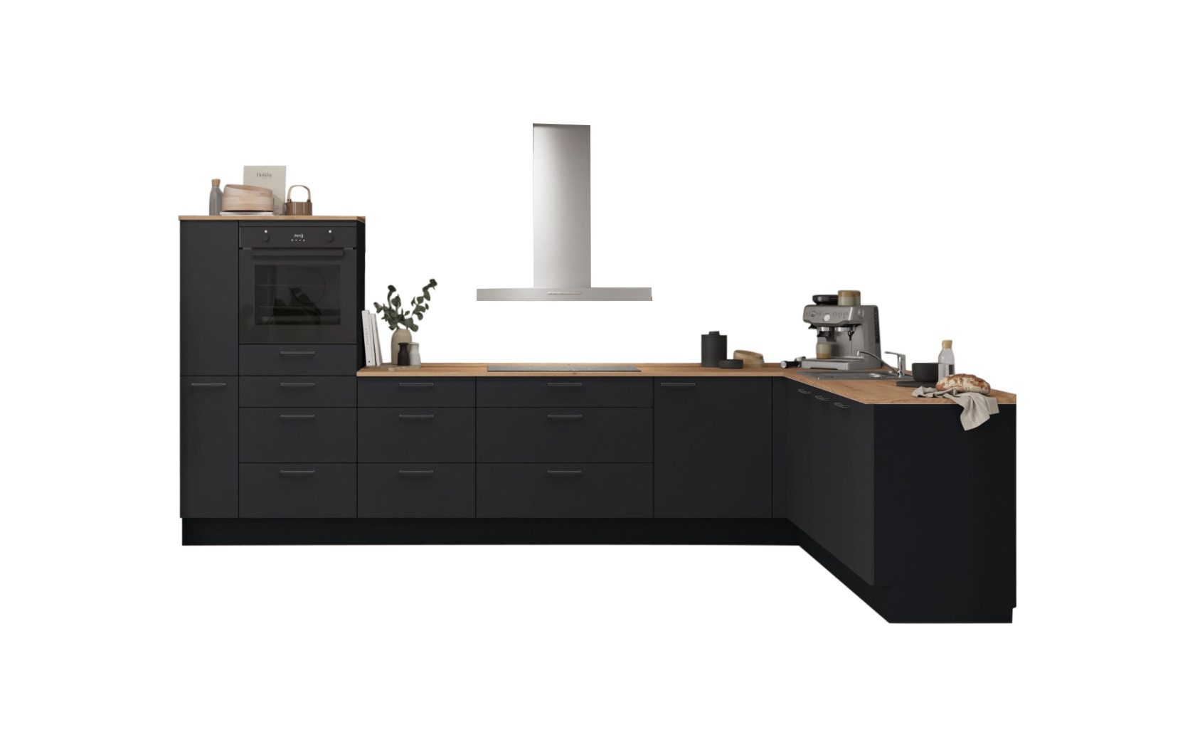 nobilia® Winkelküche Kaerlek, individuell anpassbar, gratis Küchenplanung mit Profis, (Breite 613.2 cm), vormontiert, wahlw. mit E-Geräten, inkl. Lieferung