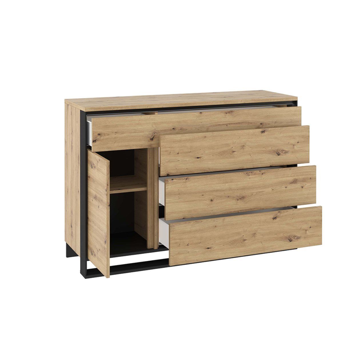 Compleo Kommode LIMA Sideboard mit 4 Schubladen, Mehrzweckschrank