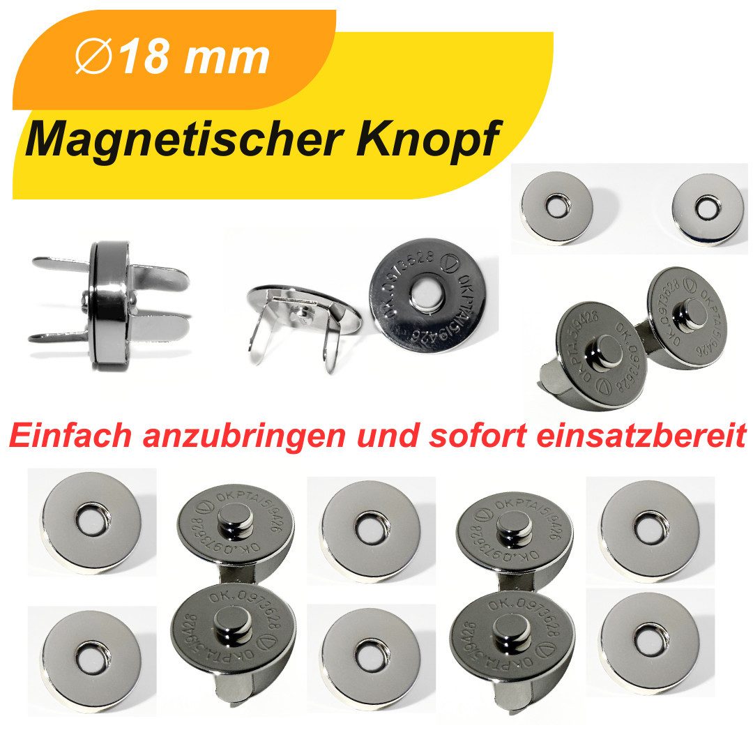 Magnet Magnetverschluss Tasche groß, hält ca. 2 kg Magnetknöpfe, Ø 18 mm (30-St)